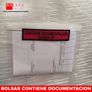 Bolsas contiene documentación packing list.