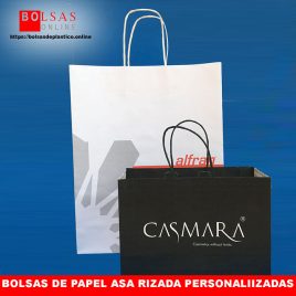Bolsas de papel asa rizada personalizadas