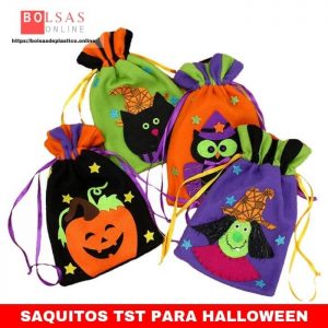 4 piezas bolsas de asas de Halloween - dulces de comestibles reutilizables bolsas de asas Trick or Treat bolsos de decoración de favor de fiesta