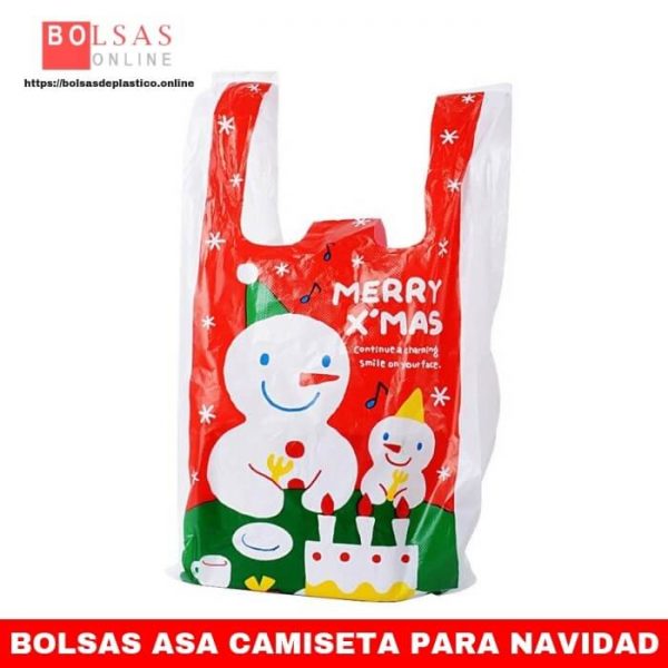 100pcs Bolsas de Plastico Camiseta con Asa 18 x 35 cm Bolsas Compra Dulces Galletas Chuches Regalos Navidad