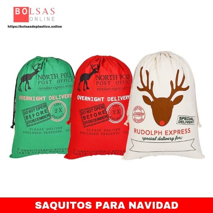 Saco de Navidad grandes bolsas de regalo de Santa con cordón para niños 70 _ 50 cm 3 Pack