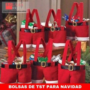 ZOGIN Bolsa de Caramelo de la Navidad Bolsa de Regalo de Pantalones de Santa para Chocolates, Dulces y Otros Pequeños Regalos, Diseño de Papá Noel, Color Rojo - 5 Piezas