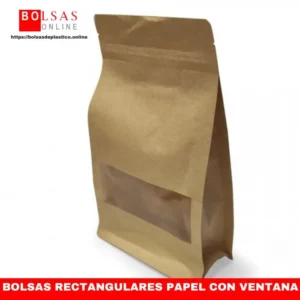 Bolsas de papel kraft con ventana y base rectangular