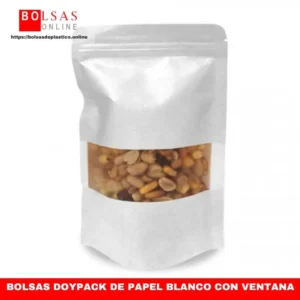 Bolsas doypack de papel blanco con ventana