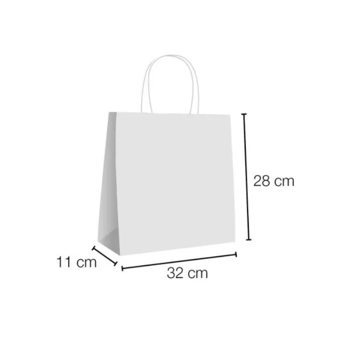 Bolsas de papel con asa rizada base ancha 32x11x28