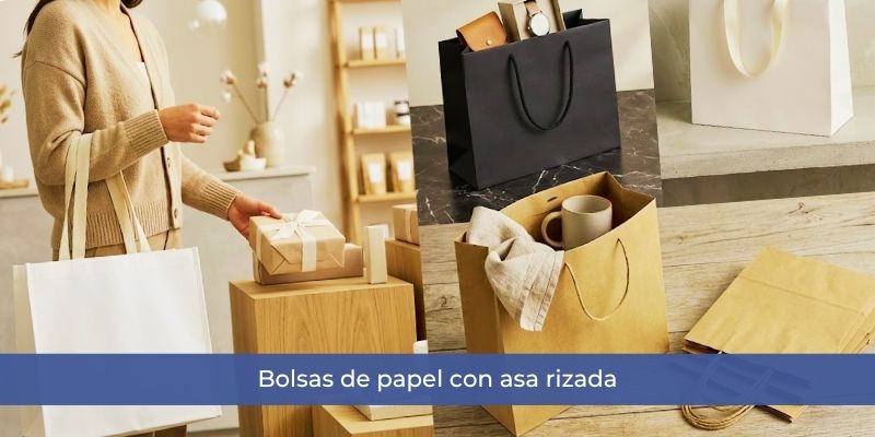 bolsas de papel con asa rizada